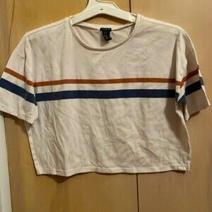 Forever 21 Striped Crop Top—Size M